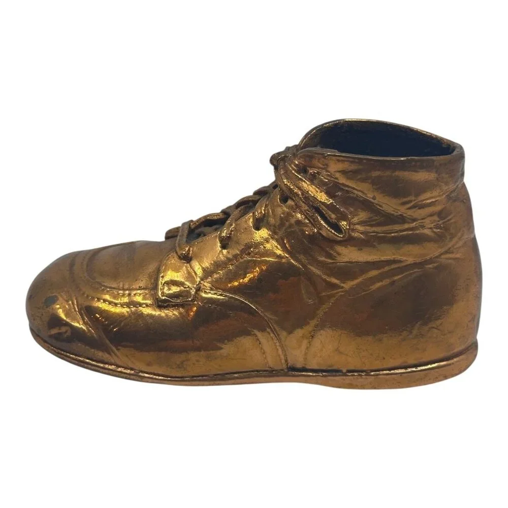 Vintage Bronze‎ Baby Shoes Keepsake Collectibles Pair Appr. 6 Long Mid-Century